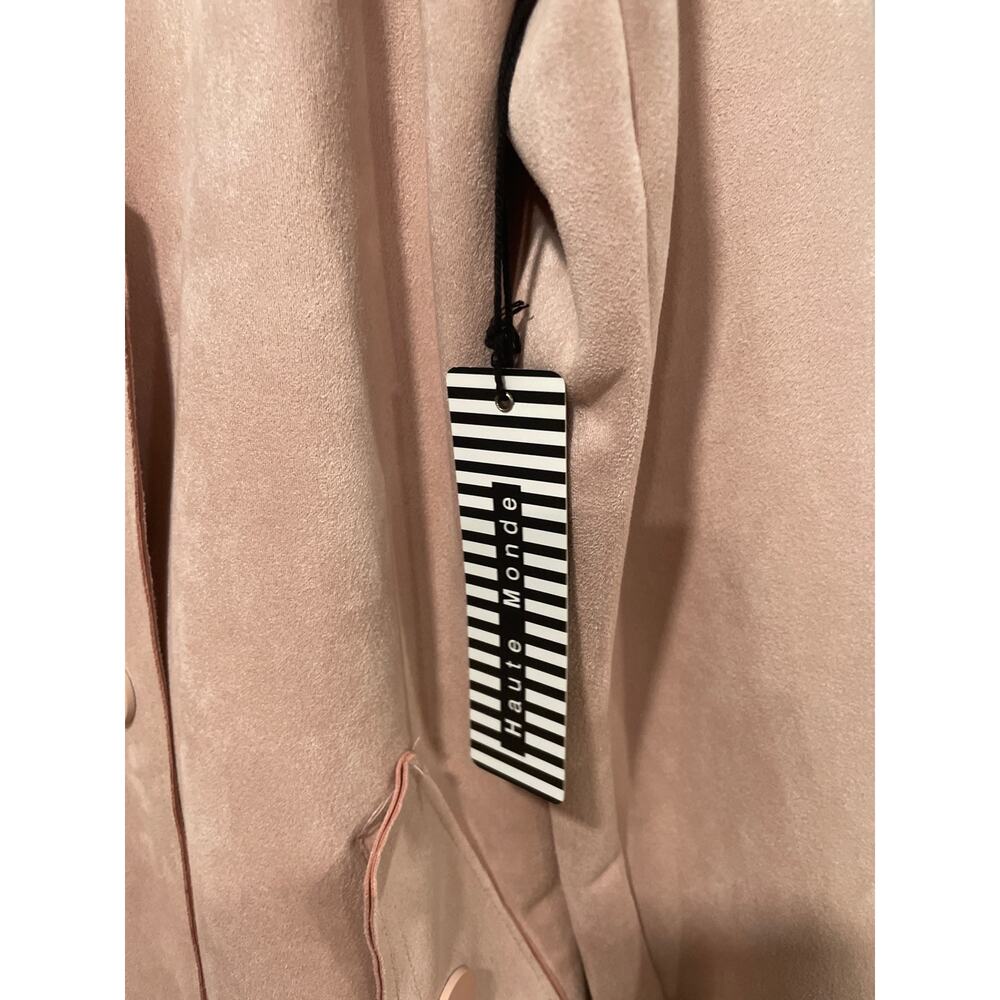 Blush Pink Large L Haute Monde Women's Juniors Casual Faux Suede Moto Jacket - Picture 5 of 9